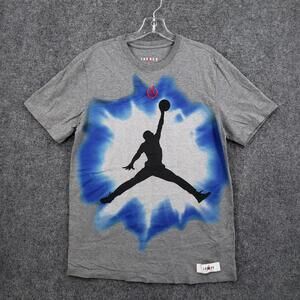 Jordan Graphic T Shirt Mens Medium Gray Blue Jumpman Short Sleeve Athleisure